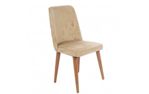 Royal ξύλινη καρέκλα με βελούδινο κάθισμα σε μπεζ απόχρωση 48x60x92 εκ