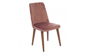Royal ξύλινη καρέκλα με βελούδινο κάθισμα σε ροζ απόχρωση 48x60x92 εκ