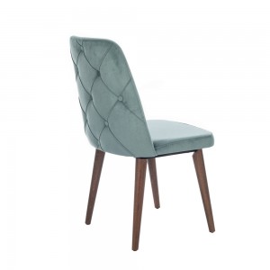 Lotus ξύλινη καρέκλα με βελούδινο κάθισμα σε σιέλ απόχρωση 48x60x92 εκ