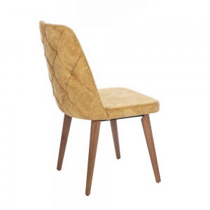 Lotus ξύλινη καρέκλα με βελούδινο κάθισμα σε κίτρινη απόχρωση 48x60x92 εκ