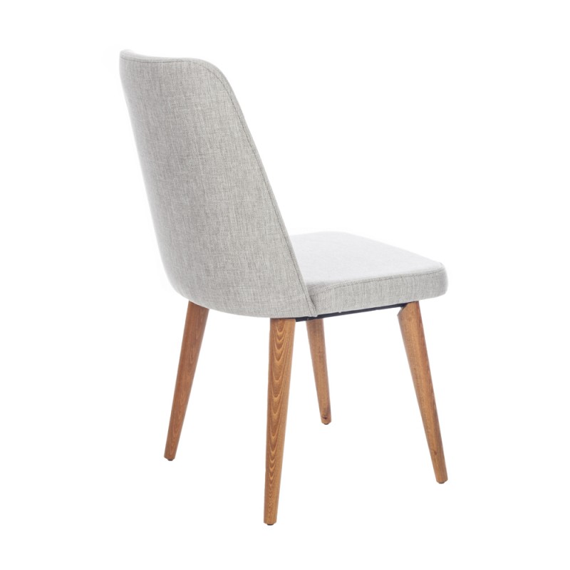 Milano ξύλινη καρέκλα με υφασμάτινο κάθισμα σε γκρι χρώμα 48x60x92 εκ