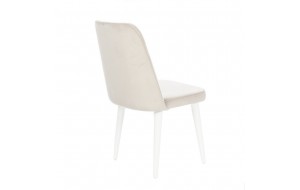 Lisbon καρέκλα με ξύλινο λευκό σκελετό και απαλό μπεζ βελούδο 48x60x92 εκ