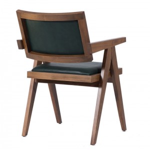 Suva ξύλινη καρέκλα σε φυσική απόχρωση με πλάτη και κάθισμα από δερματίνη σε πράσινο χρώμα 55x63x86 εκ