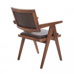 Suva ξύλινη καρέκλα σε φυσική απόχρωση με πλάτη και κάθισμα από δερματίνη σε καφέ χρώμα 55x63x86 εκ