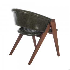 Volk Plus ξύλινη καρέκλα με μπράτσα σε φυσική απόχρωση με κάθισμα από δερματίνη σε πράσινο χρώμα 60x65x78 εκ