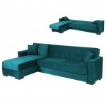 Porto Efor καναπές κρεβάτι γωνιακός βελούδινος 270x165x84 εκ