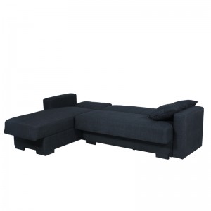Καναπές κρεβάτι γκρι σκούρο υφασμάτινος γωνιακός με δεξιά γωνία και μαύρα πόδια 236x150x78 εκ