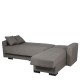 Καναπές κρεβάτι γκρι υφασμάτινος γωνιακός με αριστερή γωνία και μαύρα πόδια 236x150x78 εκ