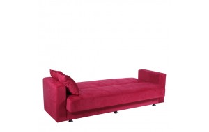 Καναπές dave κρεβάτι τριθέσιος βελούδινος σε κόκκινο χρώμα και ξύλινο σκελετό 214x78x78 εκ