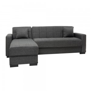 Marbella τριθέσιος γωνιακός καναπές κρεβάτι σε γκρι χρώμα 235x150x90 εκ