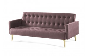 Καναπές κρεβάτι τριθέσιος με British click-clack ύφασμα σε ροζ χρώμα και πόδια χρυσής απόχρωσης 200x79x74 εκ