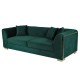 Καναπές τριθέσιος hayal ύφασμα σε πράσινο χρώμα και πόδια χρυσής απόχρωσης 230x95x70 εκ