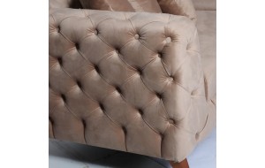 Καναπές γωνιακός με toronto ύφασμα σε μπεζ απόχρωση με ξύλινο σκελετό 300x160x70 εκ