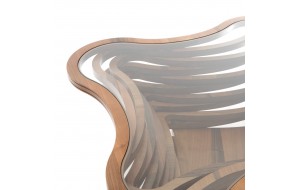 Sardunya ξύλινο τραπεζάκι σαλονιού με γυάλινη επιφάνεια 103x103x38 εκ