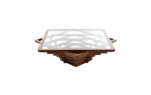 Sardunya ξύλινο τραπεζάκι σαλονιού με γυάλινη επιφάνεια 127x127x38 εκ