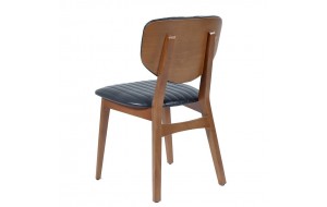 Καρέκλα veyron τεχνόδερμα μαύρο με ξύλινο σκελετό σε καφέ χρώμα 48x58x84 εκ