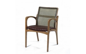 Πολυθρόνα armoni με κάθισμα από τεχνόδερμα και ξύλινα μπράτσα καφέ 61x57x81 εκ