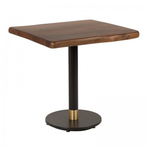 Τραπέζι από ξύλο καρυδιάς με μαύρο μεταλλικό πόδι 75x75x77 εκ
