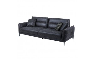 Ritim καναπές κρεβάτι τριθέσιος σε ανθρακί απόχρωση με μεταλλικά πόδια inox και ανθρακί μαξιλάρια 237x98x89 εκ