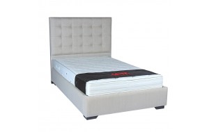Κρεβάτι ημίδιπλο Treih με εκρού επενδυμένο ύφασμα και αποθηκευτικό χώρο 120x200 εκ