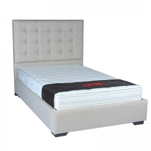 Κρεβάτι ημίδιπλο Treih με εκρού επενδυμένο ύφασμα και αποθηκευτικό χώρο 120x200 εκ