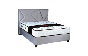 Κρεβάτι υπέρδιπλο snow με επενδυμένο γκρι ύφασμα και με αποθηκευτικό χώρο 160x200 εκ