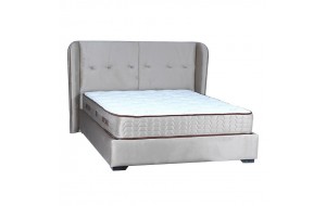 Κρεβάτι υπέρδιπλο astra με ύφασμα επενδυμένο γκρι ανοιχτό και αποθηκευτικό χώρο 160x200 εκ