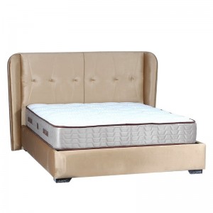Κρεβάτι υπέρδιπλο astra με ύφασμα επενδυμένο μπεζ απόχρωσης και αποθηκευτικό χώρο 160x200 εκ