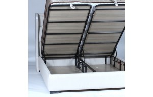 Κρεβάτι υπέρδιπλο arty με ύφασμα επενδυμένο εκρού απόχρωσης και αποθηκευτικό χώρο 160x200 εκ 