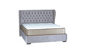 Κρεβάτι υπέρδιπλο arty με ύφασμα επενδυμένο σε γκρι ανοιχτό και αποθηκευτικό χώρο 160x200 εκ 