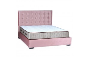 Κρεβάτι υπέρδιπλο ritzy με ύφασμα επενδυμένο σε ροζ απόχρωση και αποθηκευτικό χώρο 160x200 εκ 