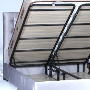 Κρεβάτι υπέρδιπλο ritzy με ύφασμα επενδυμένο σε γκρι απόχρωση και αποθηκευτικό χώρο 160x200 εκ 