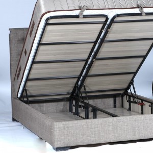 Κρεβάτι υπέρδιπλο ritzy με ύφασμα μπεζ επενδυμένο και αποθηκευτικό χώρο 160x200 εκ 