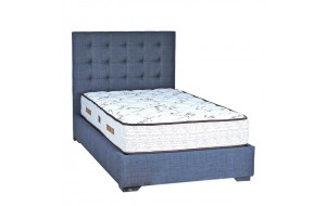 Κρεβάτι ημίδιπλο ritzy με μπλε ύφασμα επενδυμένο και αποθηκευτικό χώρο 120x200 εκ 
