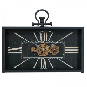 Gears μεταλλικό επιτραπέζιο ρολόι σε μαύρο χρώμα με γρανάζια 45x8x33 εκ