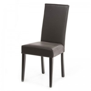 Καρέκλα Οthon καφέ δερμάτινη με ξύλινα πόδια 45x45x98 εκ