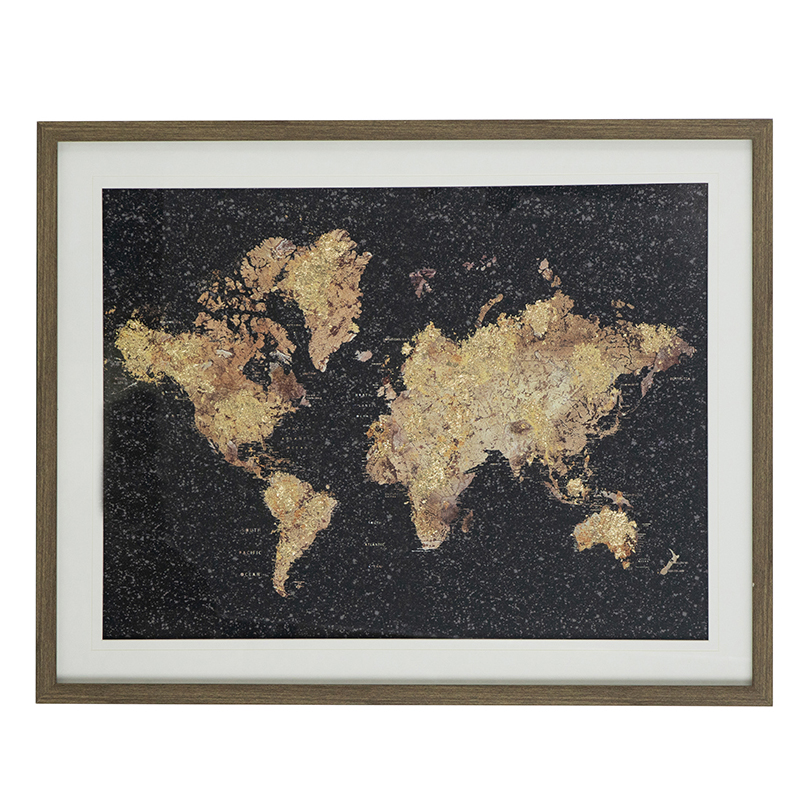 Πίνακας ορθογώνιος με χάρτη με ξύλινο περίγραμμα 72.4x57.4 εκ