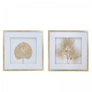 Botanical πίνακας με φύλλα σε δύο σχέδια σετ δύο τεμαχίων 56x56 εκ