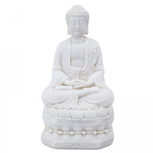 Άγαλμα καθιστός βούδας λευκός από ρητίνη 14x12x30 εκ
