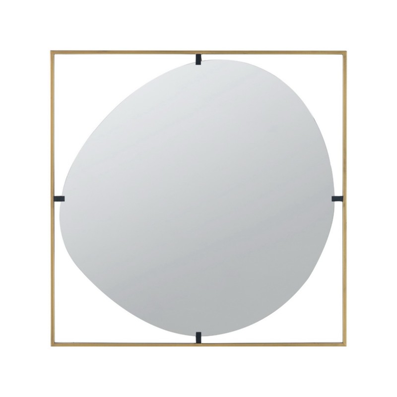 Irregular επιτοίχιος καθρέπτης με τετράγωνο μεταλλικό πλαίσιο σε χρυσό χρώμα 81x81 εκ