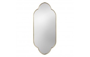 Μεταλλικός επιτοίχιος καθρέπτης με οβάλ σχήμα και χρυσό φινίρισμα 53x122 εκ