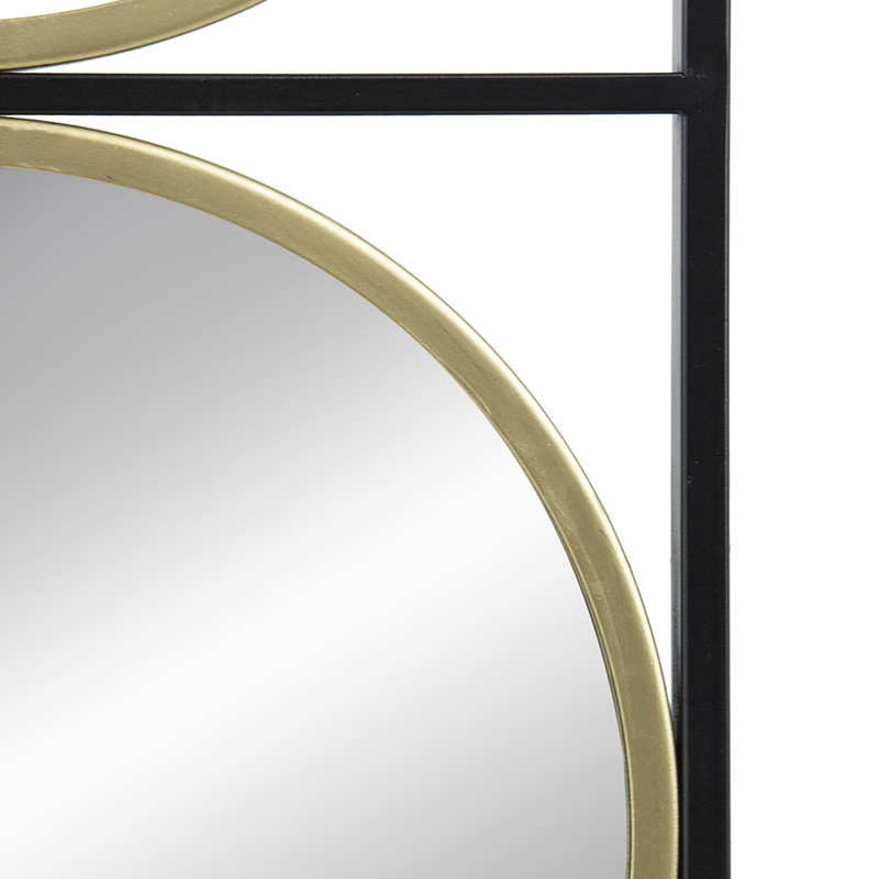 Καθρέπτης τοίχου μακρόστενος μεταλλικός με κύκλους σε χρυσή απόχρωση 31x2x120 εκ