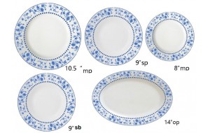 Σερβίτσιο λευκό φαγητού από πορσελάνη με μπλε λουλούδια σετ είκοσι τεμαχίων σε διάφορα μεγέθη