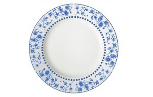 Πιάτο στρογγυλό λευκό φαγητού με μπλε λουλούδια από πορσελάνη 27 εκ