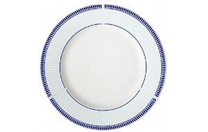 Λευκό πιάτο στρογγυλό φαγητού με μπλε περίγραμμα από πορσελάνη 27 εκ