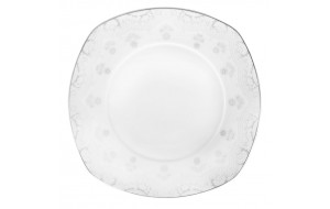 Πιάτο φαγητού λευκό τετράγωνο με γκρι σχέδια από πορσελάνη 27 εκ