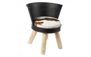 Καρέκλα σκαμπό Mona Galvani από δέρμα και ξύλο 61x61x68 εκ