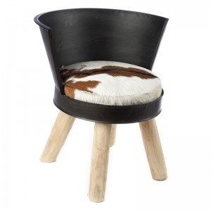 Καρέκλα σκαμπό Mona Galvani από δέρμα και ξύλο 61x61x68 εκ