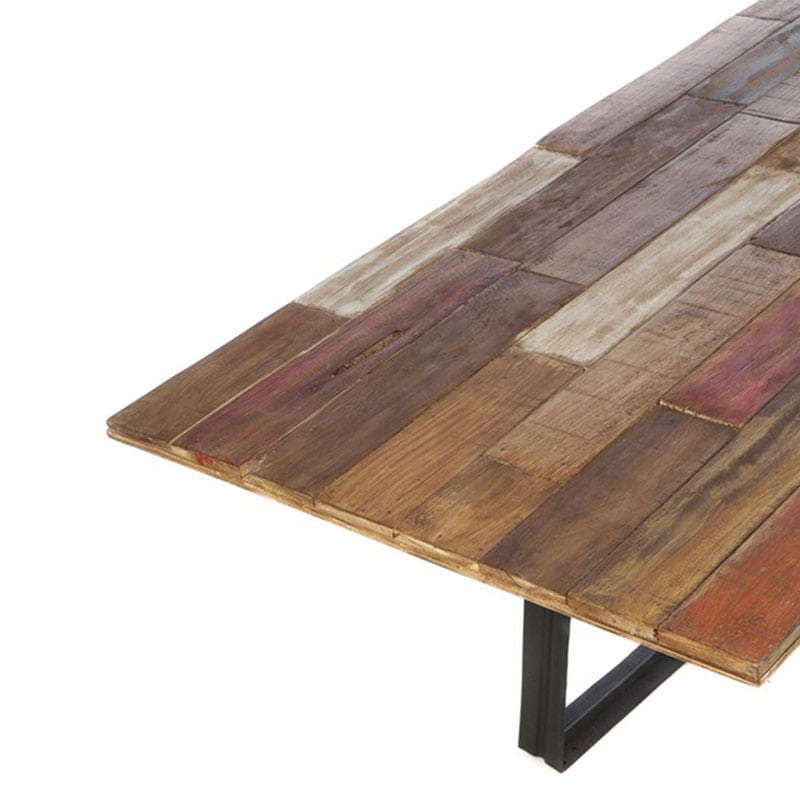 Sun τραπέζι σαλονιού patchwork ξύλινο με μεταλλική βάση 120x60x43 εκ