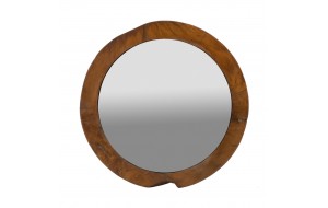 Artekko Woody Καφέ Καθρέπτης Τοίχου από Ξύλο Teak 40x40x6εκ